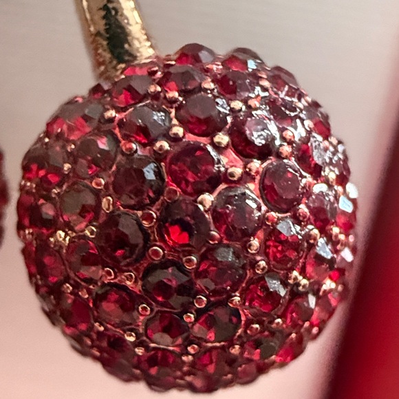 Piper K Red Cherry and gold bow Drop Earrings - Picture 2 of 8